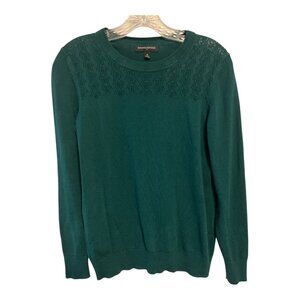Y2K Banana Republic Green Knit Sweater Lattice Neckline Women's Medium